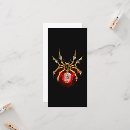 Steampunkspinne auf schwarz karte (Vorderseite/Rückseite Beispiel)