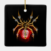 Steampunkspinne auf schwarz keramikornament (Rückseite)