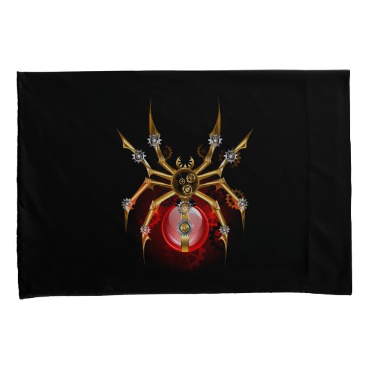 Steampunkspinne auf schwarz kissenbezug (Vorderseite-Rechts)