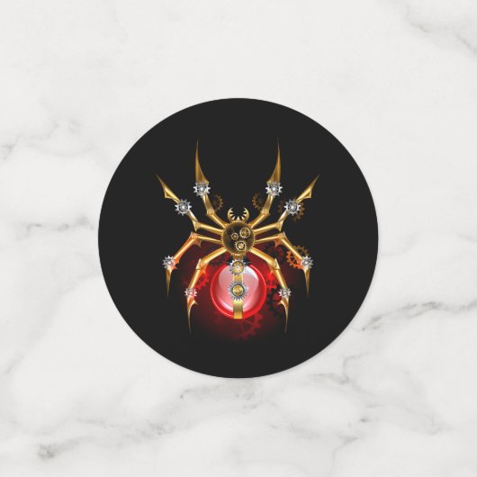 Steampunkspinne auf schwarz konfetti (Klein Vorderseite)