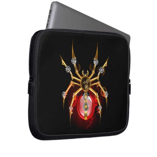 Steampunkspinne auf schwarz laptopschutzhülle (Vorne Rechts)