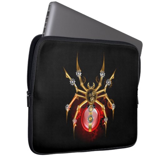 Steampunkspinne auf schwarz laptopschutzhülle (Vorne Rechts)