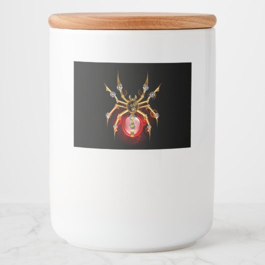 Steampunkspinne auf schwarz lebensmitteletikett (Vorderseite)