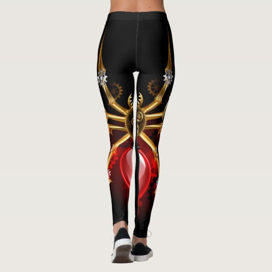 Steampunkspinne auf schwarz leggings (Rückseite)