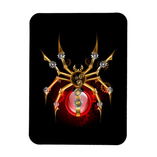 Steampunkspinne auf schwarz magnet (Vertikal)