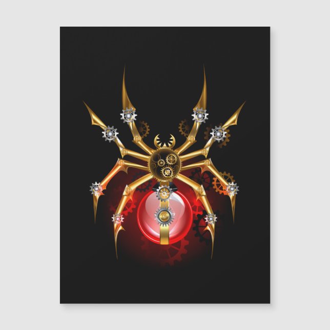 Steampunkspinne auf schwarz magnetkarte (Vorderseite)