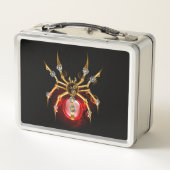 Steampunkspinne auf schwarz metall brotdose (Rückseite)