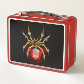 Steampunkspinne auf schwarz metall brotdose (Rückseite)