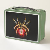 Steampunkspinne auf schwarz metall brotdose (Rückseite)