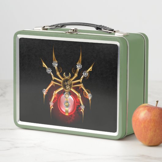 Steampunkspinne auf schwarz metall brotdose (Beispiel)