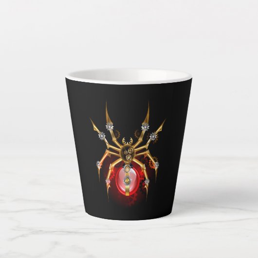 Steampunkspinne auf schwarz milchtasse (Vorderseite)