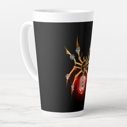 Steampunkspinne auf schwarz milchtasse (Linke Ecke)