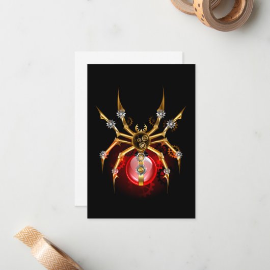 Steampunkspinne auf schwarz mitteilungskarte (Vorderseite/Rückseite Beispiel)