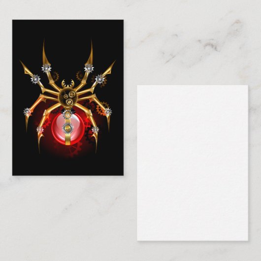 Steampunkspinne auf schwarz mitteilungskarte (Vorne/Hinten)