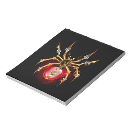 Steampunkspinne auf schwarz notizblock (Rotiert)