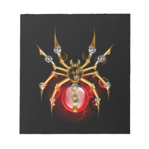 Steampunkspinne auf schwarz notizblock