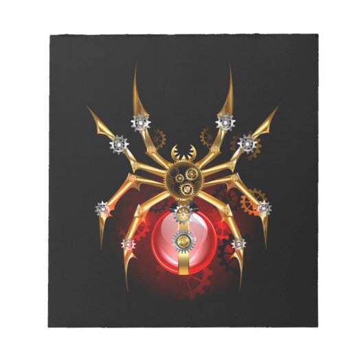 Steampunkspinne auf schwarz notizblock (Vorderseite)