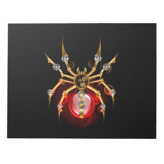 Steampunkspinne auf schwarz notizblock (Vorderseite)