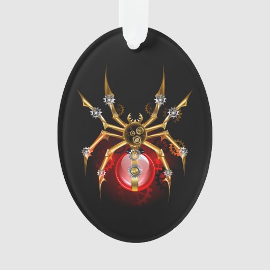 Steampunkspinne auf schwarz ornament (Vorderseite)