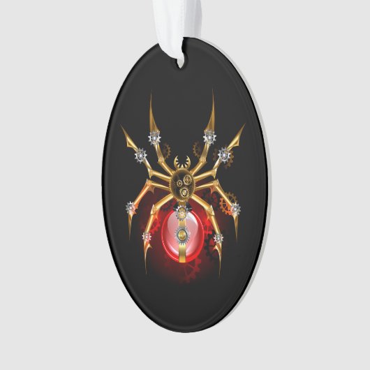 Steampunkspinne auf schwarz ornament (Vorderseite)