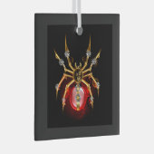 Steampunkspinne auf schwarz ornament aus glas (Vorderseite Rechts)