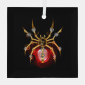 Steampunkspinne auf schwarz ornament aus glas (Rückseite)