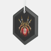 Steampunkspinne auf schwarz ornament aus glas (Vorderseite Links)