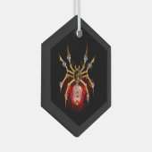 Steampunkspinne auf schwarz ornament aus glas (Vorderseite Rechts)