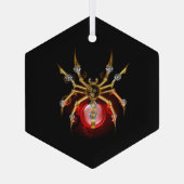 Steampunkspinne auf schwarz ornament aus glas (Rückseite)