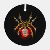 Steampunkspinne auf schwarz ornament aus glas (Rückseite)