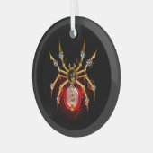 Steampunkspinne auf schwarz ornament aus glas (Vorderseite links)