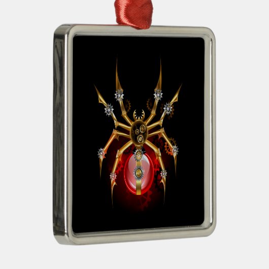 Steampunkspinne auf schwarz ornament aus metall (Rechts)
