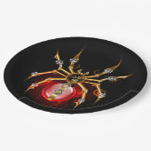 Steampunkspinne auf schwarz pappteller (Schrägansicht)