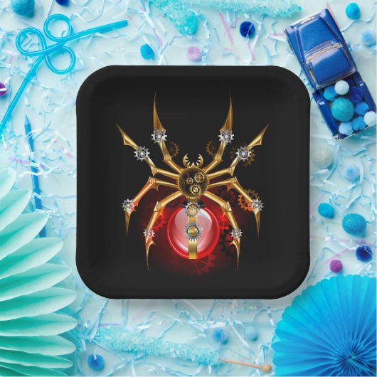 Steampunkspinne auf schwarz pappteller (Party)