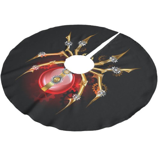 Steampunkspinne auf schwarz polyester weihnachtsbaumdecke (Schrägansicht)