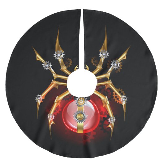 Steampunkspinne auf schwarz polyester weihnachtsbaumdecke (Vorderseite)