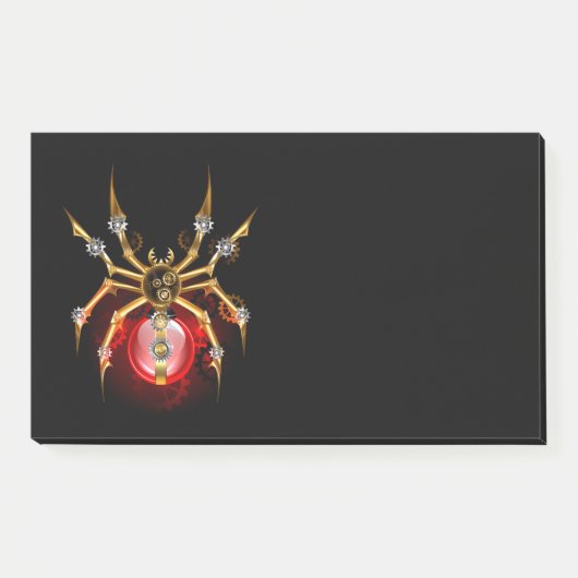 Steampunkspinne auf schwarz post-it klebezettel (Vorderseite)