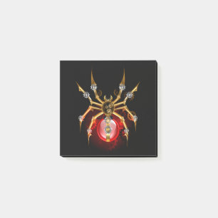 Steampunkspinne auf schwarz post-it klebezettel