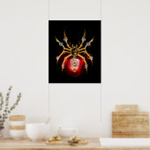 Steampunkspinne auf schwarz poster (Küche)