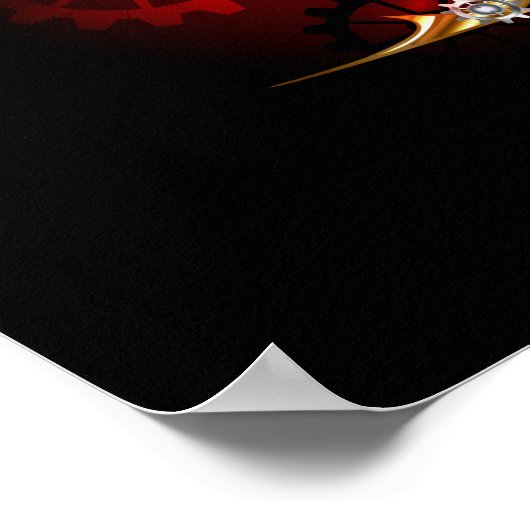 Steampunkspinne auf schwarz poster (Ecke)