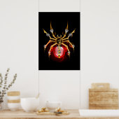 Steampunkspinne auf schwarz poster (Küche)