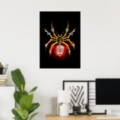 Steampunkspinne auf schwarz poster (Heimbüro)