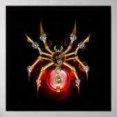 Steampunkspinne auf schwarz poster (Vorne)