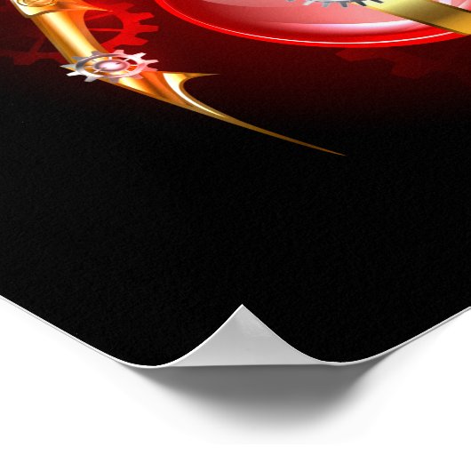 Steampunkspinne auf schwarz poster (Ecke)