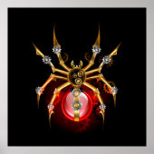 Steampunkspinne auf schwarz poster (Vorne)