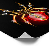 Steampunkspinne auf schwarz poster (Ecke)