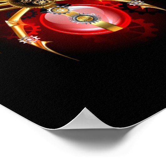 Steampunkspinne auf schwarz poster (Ecke)