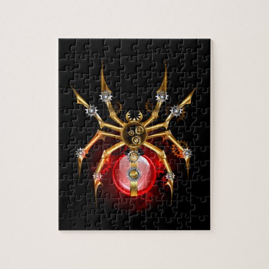 Steampunkspinne auf schwarz puzzle (Vertikal)