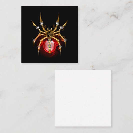 Steampunkspinne auf schwarz rabattkarte (Vorne/Hinten)