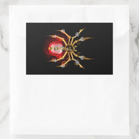 Steampunkspinne auf schwarz rechteckiger aufkleber (Tasche)